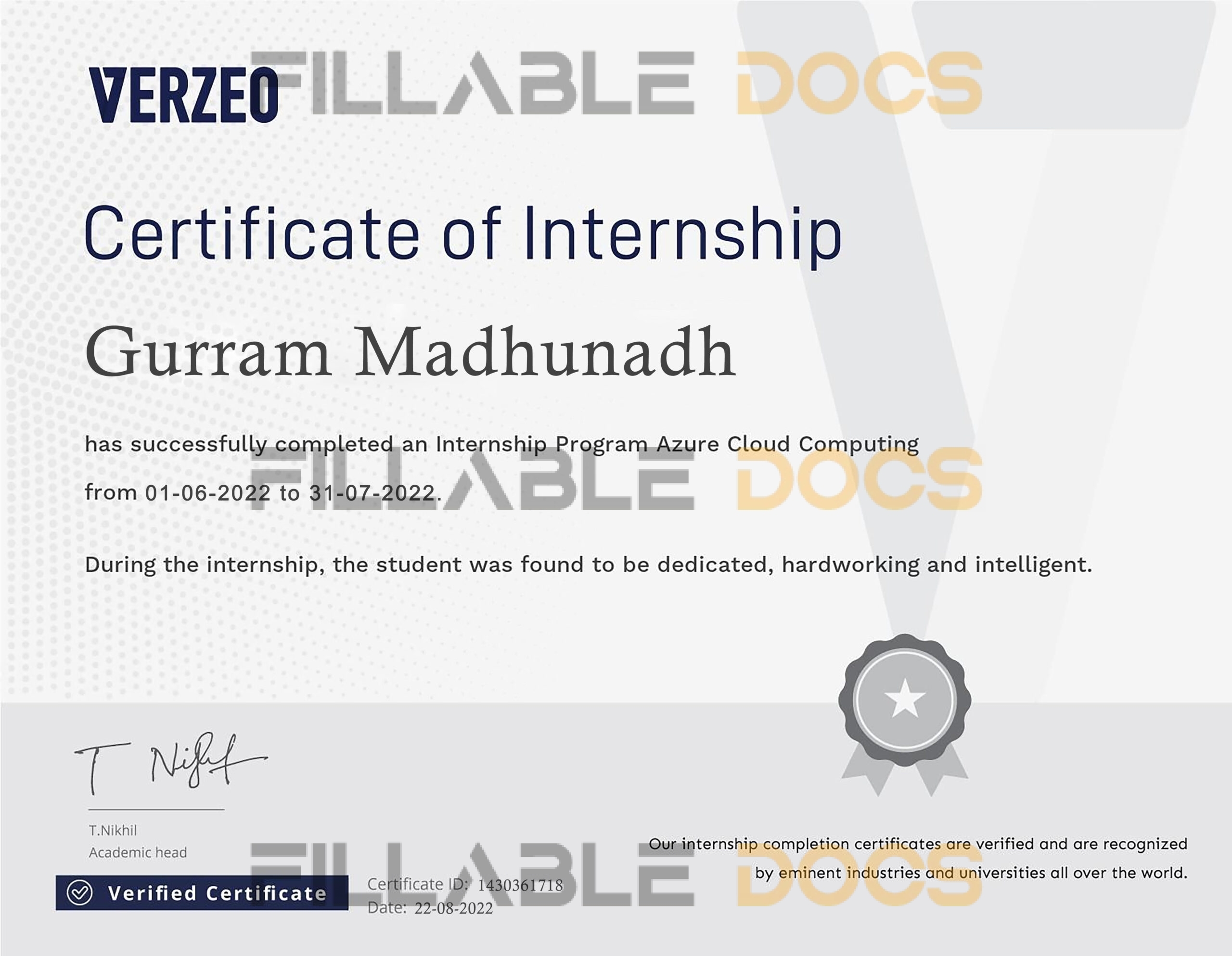 Stand Out with a Customizable VERZEO Internship Certificate PSD Template (version 2)