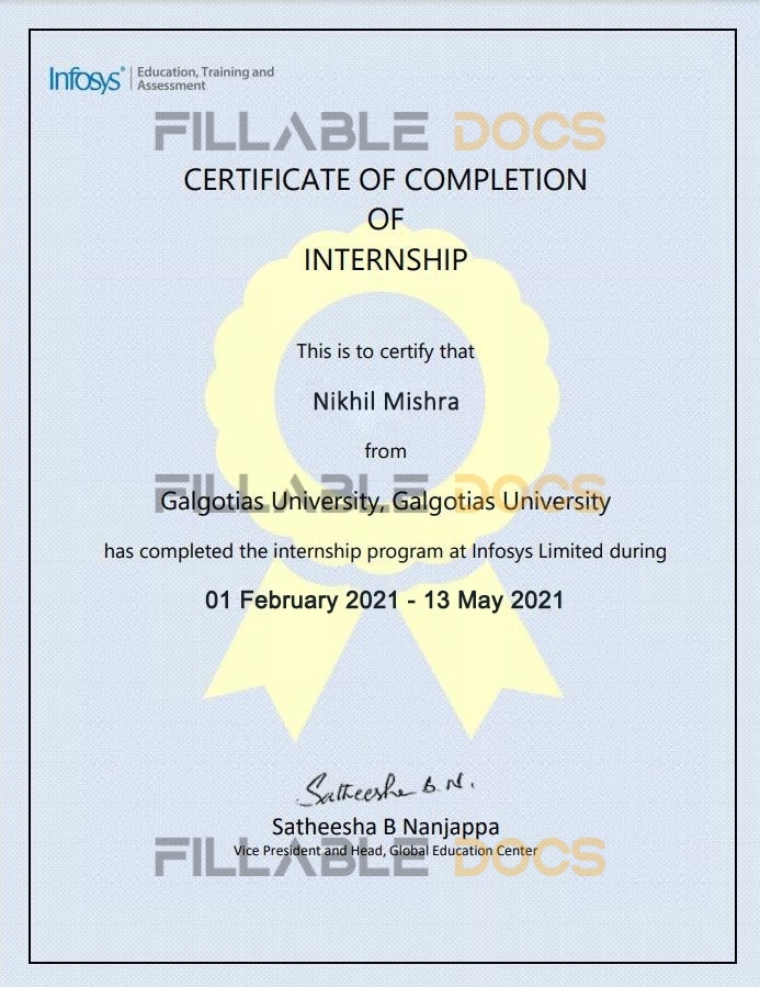 Stand Out with a Customizable infosys Internship Certificate PSD Template