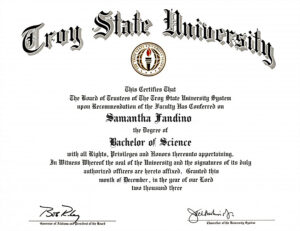 Authentic-Looking Fake certificate from Troy State University