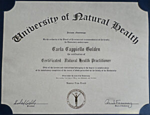 Authentic-Looking Fake certificate from University Of Natural Health