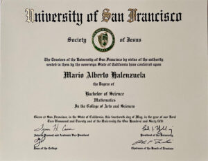 Authentic-Looking Fake certificate from University Of San Francisco University