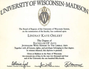 Authentic-Looking Fake certificate from University Of Wisconsin-Madison University