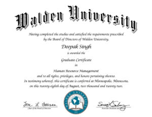 Authentic-Looking Fake certificate from Walden University