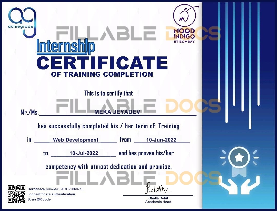 Stand Out with a Customizable Acmegrade Internship Certificate PSD Template