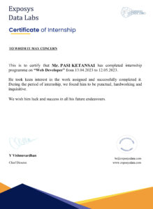 Stand Out with a Customizable exposys data labs Internship Certificate PSD Template