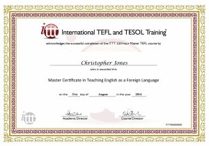 ITTT TEFL Certificate PSD Template
