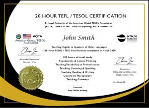 Ninja TEFL Certificate PSD Template