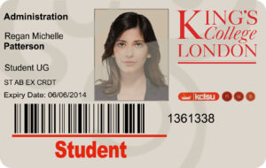 Create King’s College London university Student ID Cards with Fillable PSD Templates (version1)