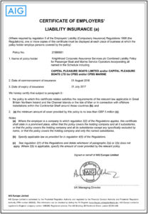 Customizable Fake Proof of AIG employer liability Insurance