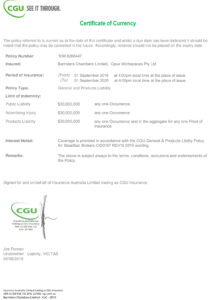 Customizable Fake Proof of CGU business Insurance