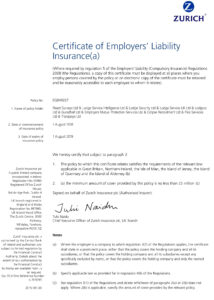 Customizable Fake Proof of Zurich employer liability Insurance
