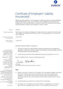 Customizable Fake Proof of Zurich employer liability Insurance
