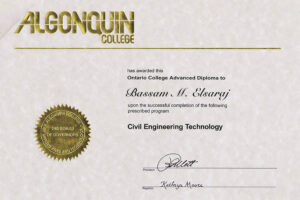 Fake Certificate from Algonquin College Template