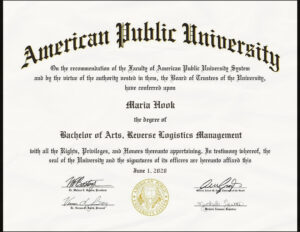 Fake Certificate from American Public University Template