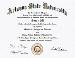 Fake Certificate from Arizona State University Template