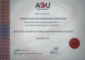 Fake Certificate from Asia E University Template