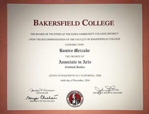 Fake Certificate from Bakersfield College Template