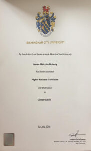 Fake Certificate from Birmingham City University Template