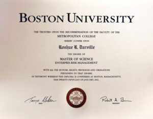Fake Certificate from Boston University Template