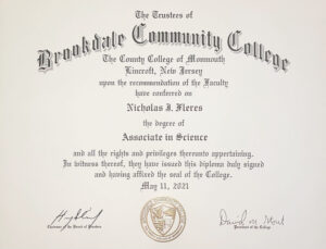 Fake Certificate from Brookdale Community College Template