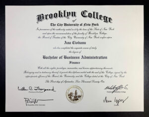 Fake Certificate from Brooklyn College Template