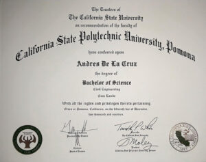 Fake Certificate from California State Polytechnic University, Pomona Template