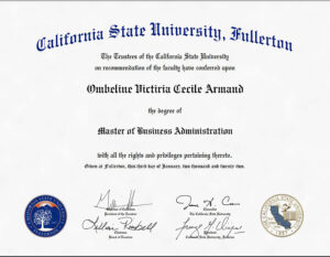 Fake Certificate from California State University, Fullerton Template