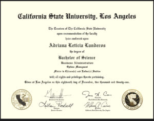 Fake Certificate from California State University, Los Angeles Template