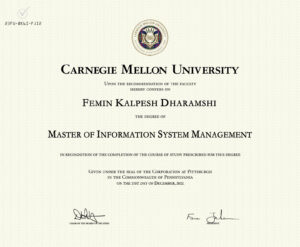 Fake Certificate from Carnegie Mellon University Template
