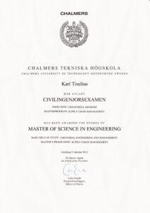 Fake Certificate from Chalmers University Of Technology Template