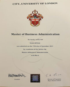 Fake Certificate from City, University Of London Template