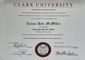 Fake Certificate from Clark University Template