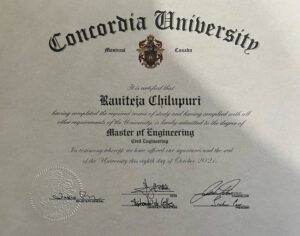 Fake Certificate from Concordia University Template