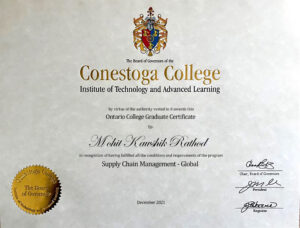 Fake Certificate from Conestoga College BBA Template
