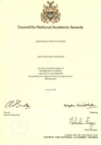 Fake Certificate from Council for National Academic Awards University Template