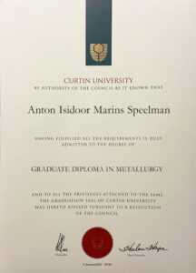 Fake Certificate from Curtin University Template