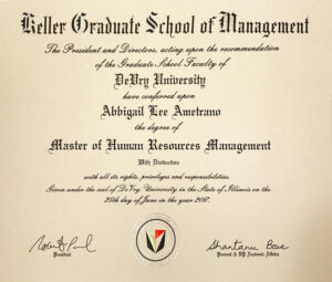 Fake Certificate from DeVry University Template (version3)