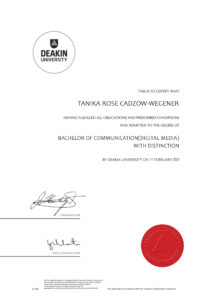 Fake Certificate from Deakin College Template