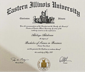 Fake Certificate from Eastern Illinois University Template