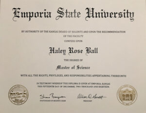 Fake Certificate from Emporia State University Template