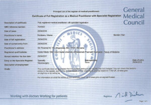 Fake Certificate from General Medical Council University Template