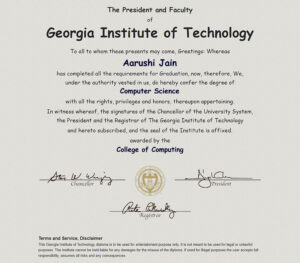 Fake Certificate from Georgia Institute of Technology Template version1
