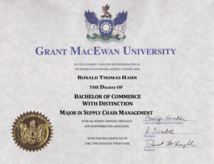 Fake Certificate from Grant MacEwan University Template