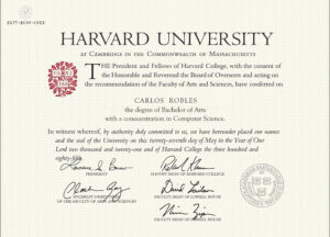 Fake Certificate from Harvard University Template
