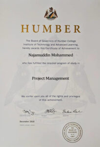 Fake Certificate from Humber College Template