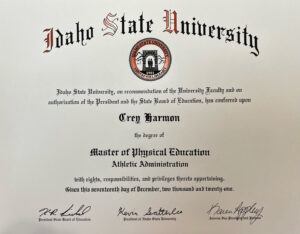 Fake Certificate from Idaho State University Template (version2)