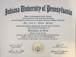 Fake Certificate from Indiana University Of Pennsylvania Template