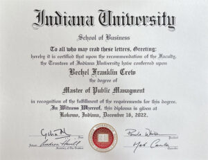 Fake Certificate from Indiana University Template
