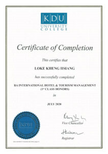 Fake Certificate from KDU University Template