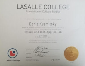 Fake Certificate from LaSalle College Template